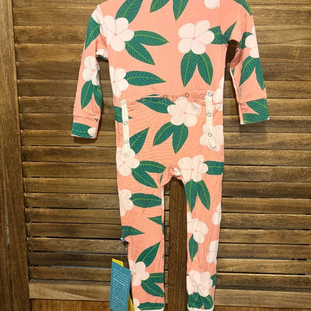Kickee Pants Kids Long Sleeve Coverall with Zipper Strawberry Plumeria